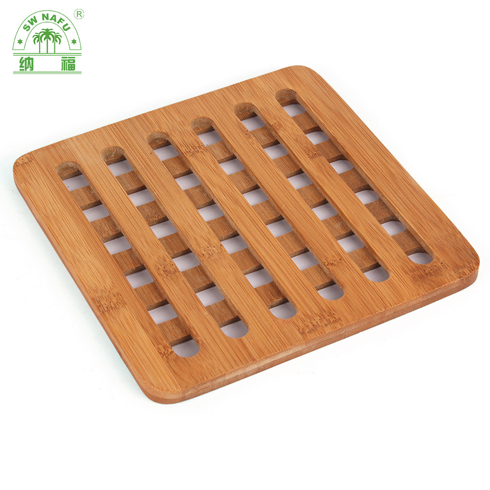 Custom Square Bamboo Coaster Set Bamboo Trivet for Hot Pans and Pads
