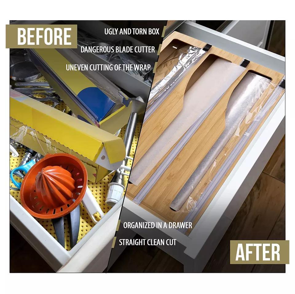 Wall Mounted and Standing Style 3 in 1 Wrap Commander Plastic Wrap Dispenser with Cutter for 12′′ Roll