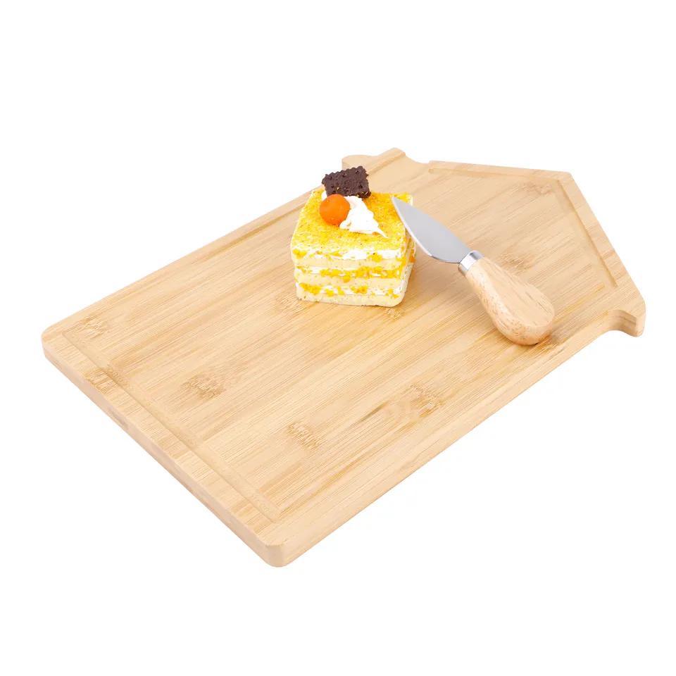 House Shape Bamboo Cutting Board Cheese Board with Knife