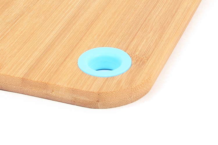 Portable Bamboo Kitchen Cutting Board Chopping Board with Silicone Hanging Hole