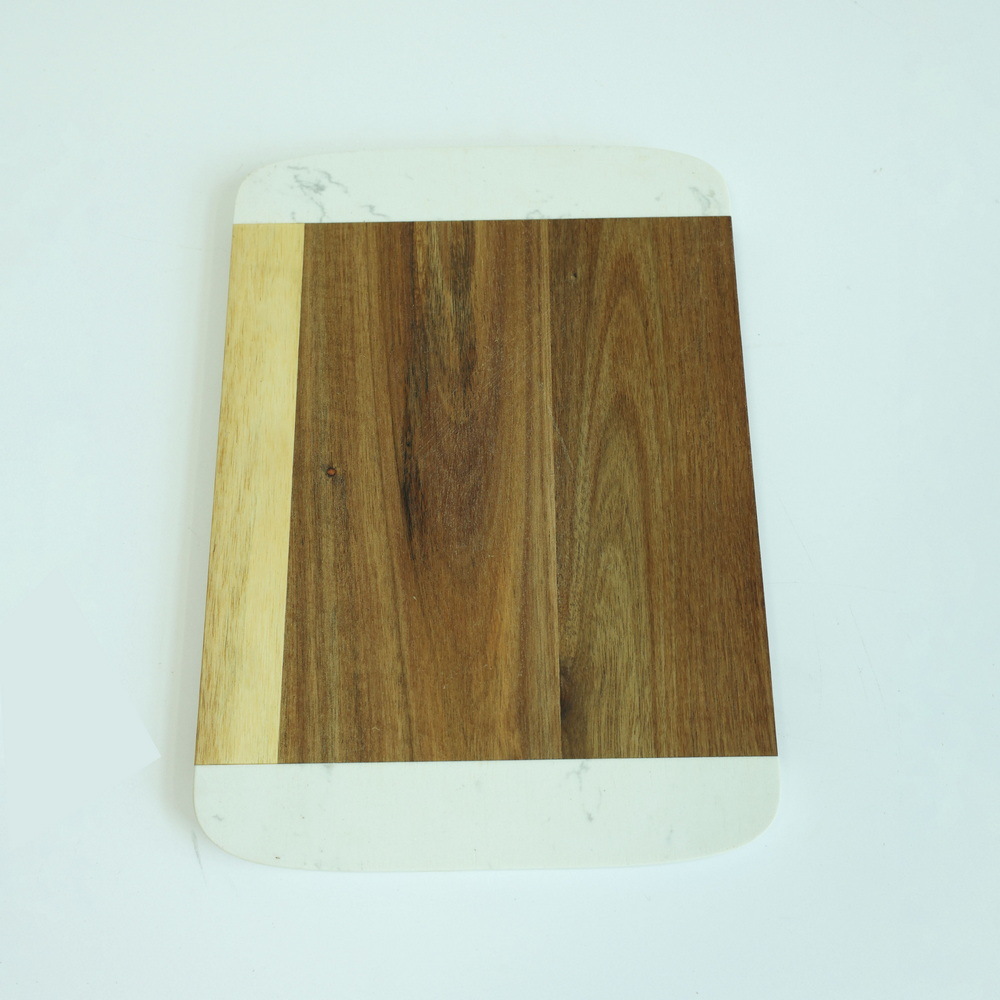 Rectangle Marble Chopping Board Marble and Wood Cheese Board Charcuterie Board