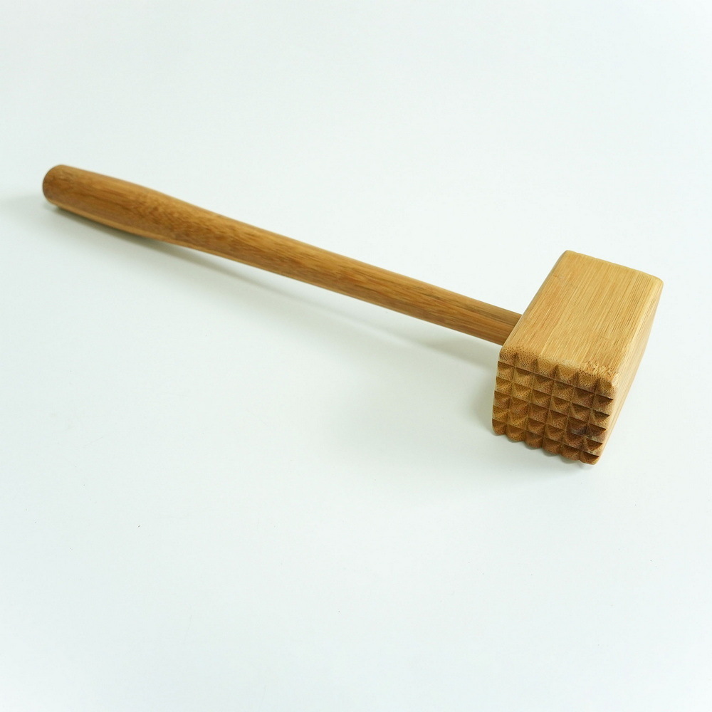 Natural Durable Bamboo Wood Meat Hammer Double Side Meat Kitchen Mallet