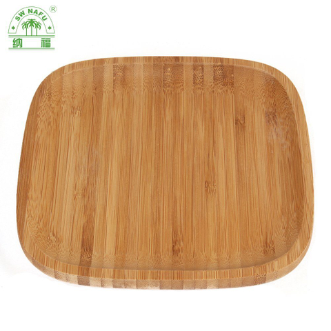 Square Bamboo Wooden Food Dinner Plates Dessert Cake Plate for Kitchen