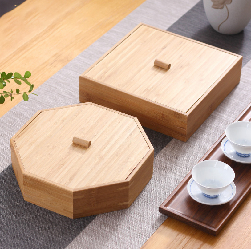 Wholesale Bamboo and Wood Storage Box Dried Fruit Tea Set Storage Box with Lid for Living Room and Kitchen