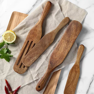 Custom Handmade Multi-Use 4-Piece Kitchen Utensils Spatula and Spoons Acacia Wood Spurtle Set