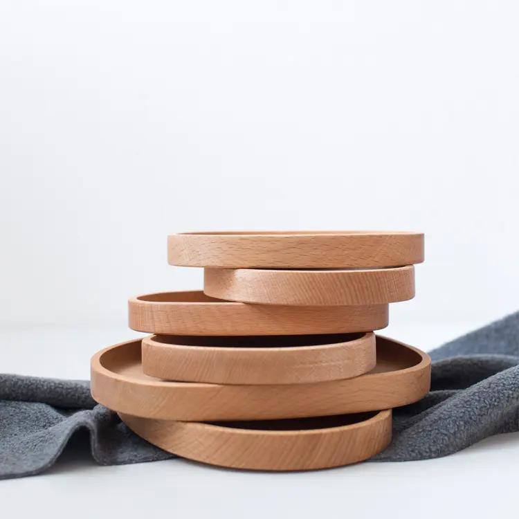 Wholesale Oval Shape Beech Wooden Plate Serving Plate Set