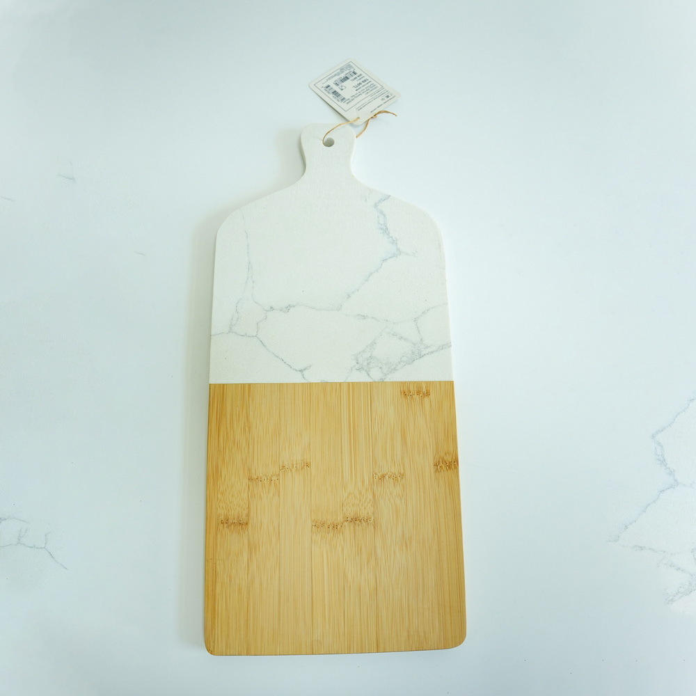 Custom Bamboo and Marble Cutting Board Serving Peel for Cheese / Charcuterie / Bread