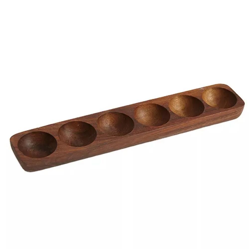 Wholesale 6 Slot Black Walnut Wooden Egg Holder Tray for Countertop Refrigerator