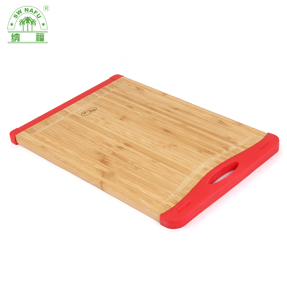 Custom Laser Logo Wooden Bamboo Cutting Board Chopping Board with Silicone