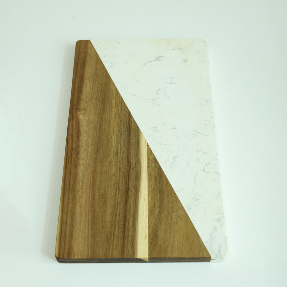 White Marble Wood Board for Food and Cheese