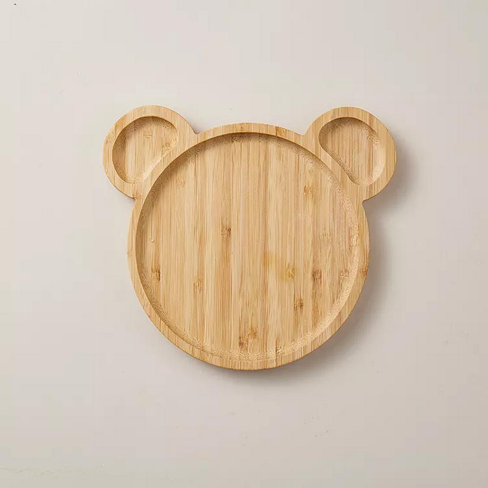 Bear Shape Bamboo Serving Tray Baby Food Dishes for Fruit Vegetable Snack