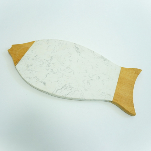 Fish Shape Bamboo and Marble Cutting Board for Kitchen