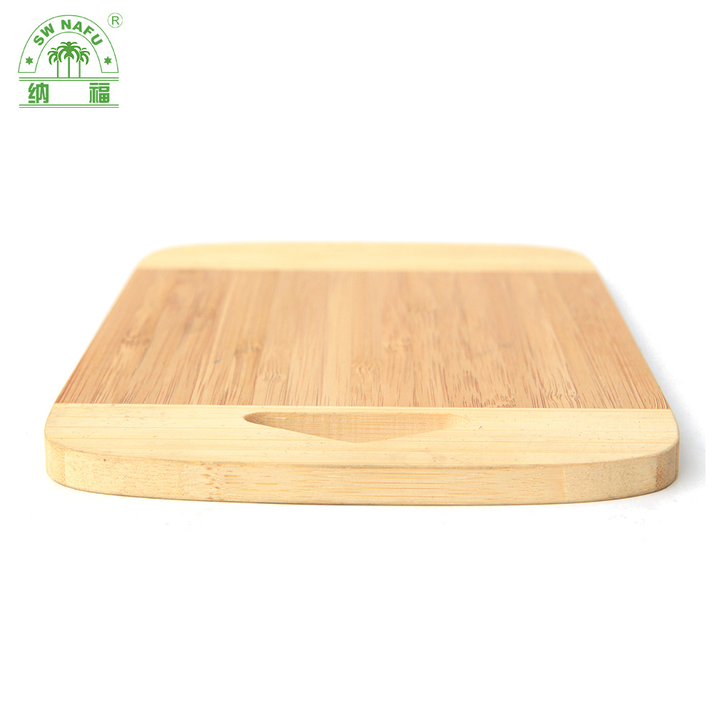 Two Tone Custom Wooden Bamboo Kitchen Cutting Board with Hanging Hole