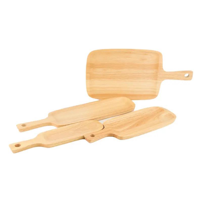 Oak Wood Pizza Board with Handle Homemade Wooden Cutting Board for Meat Bread Serving Board