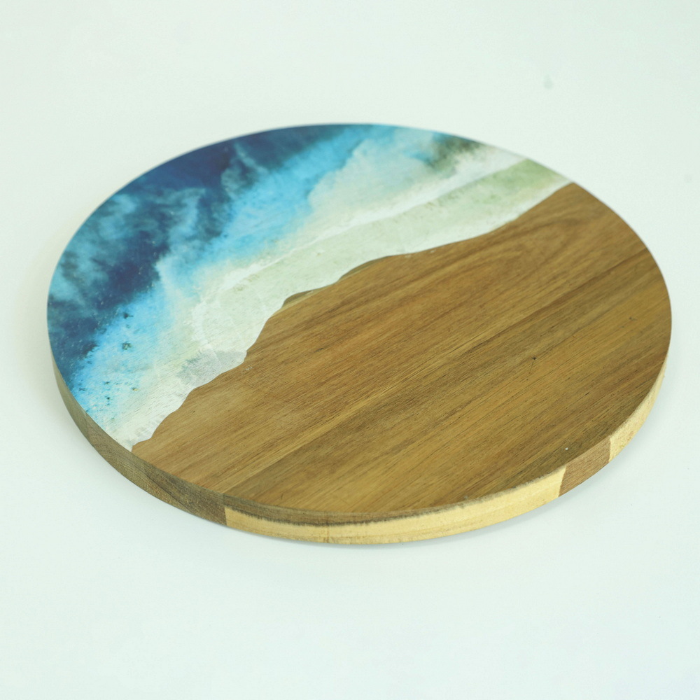 Round Acacia Wood Cutting Board with UV Printing
