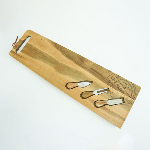 Very Long Olive Wood Acacia Wood Cheese Board Set