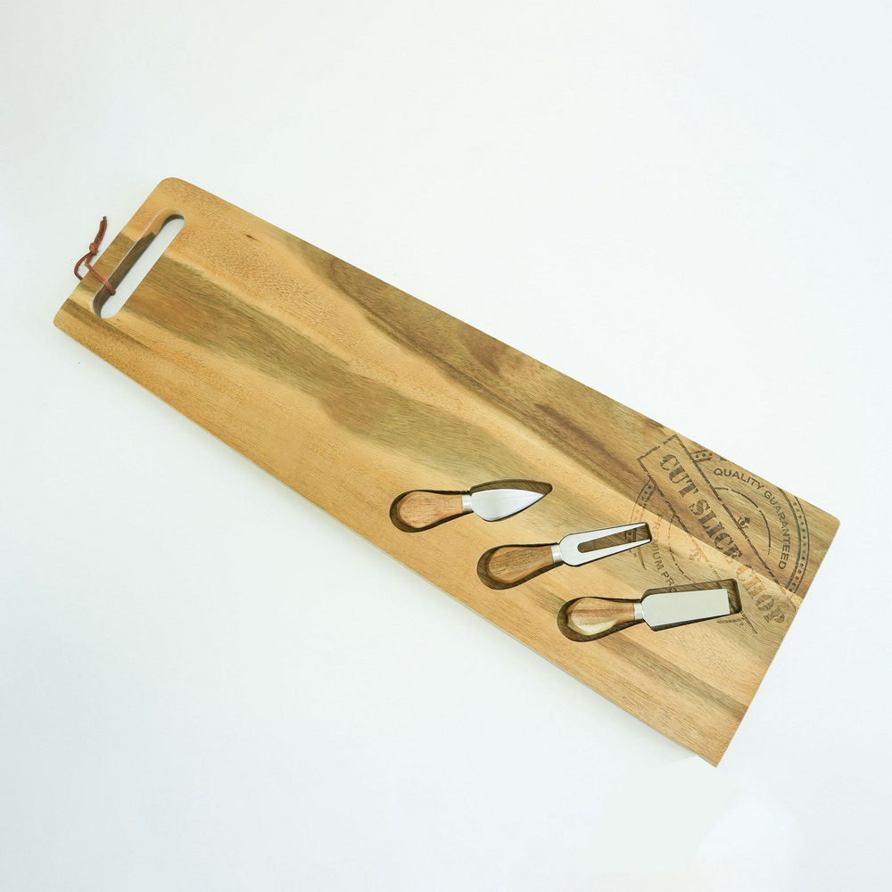 Very Long Olive Wood Acacia Wood Cheese Board Set