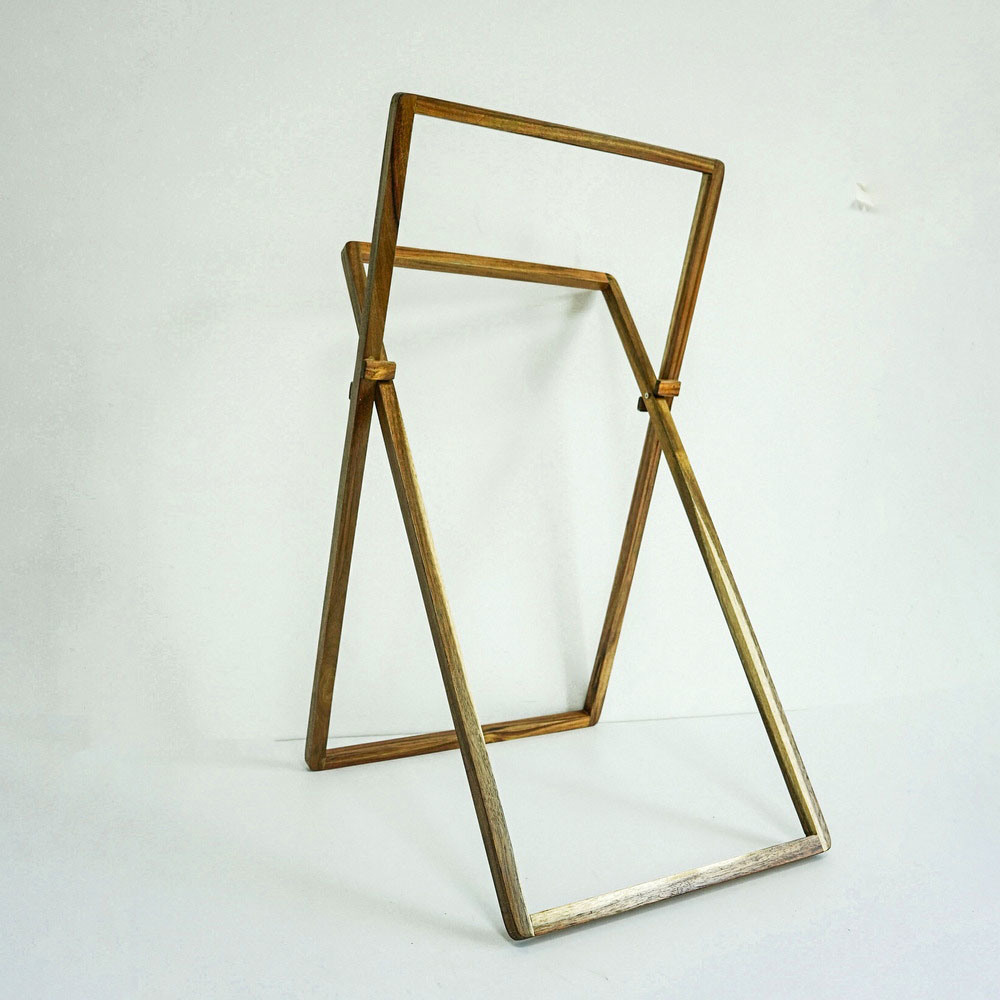 Portable X Shape Freestanding and Folding Wooden Bathroom Towel Rack