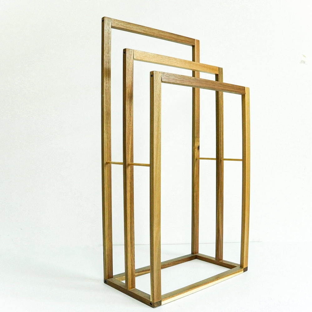 3-Tier Knock Down Free Standing Towel Drying Rack Wooden Towel Rack for Bathroom and Kitchen