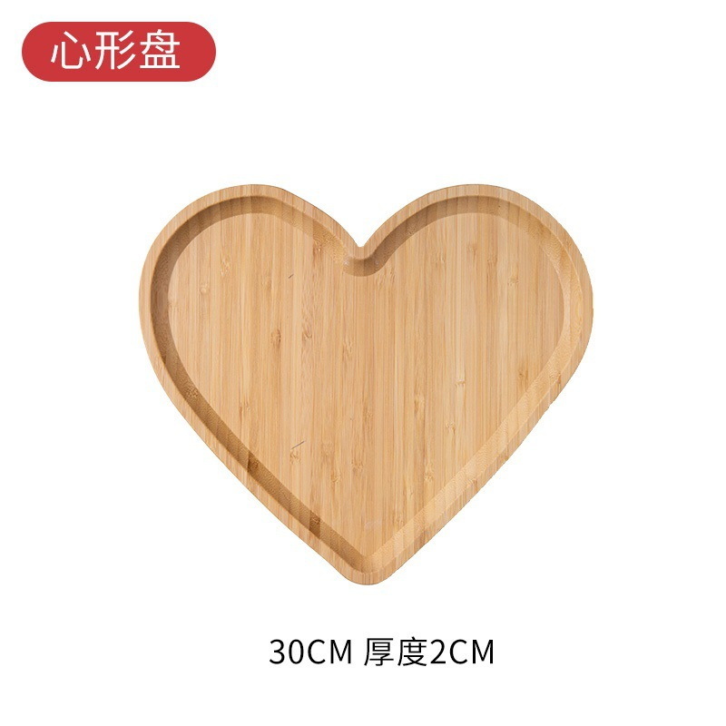 Hot Selling Heart-Shape Bamboo Dessert Snack Plate