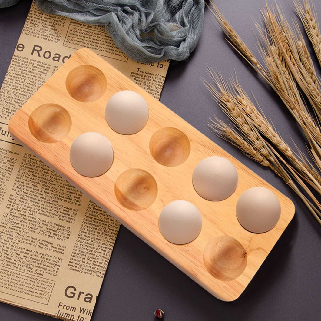 10 Holes Egg Tray Wooden Egg Holder for Eggs Usable in Kitchen Refrigerator