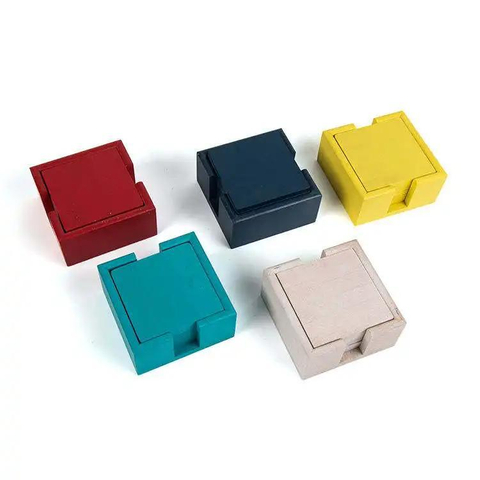 Colorful Personalised Square Custom Beer Bamboo Wooden Coaster