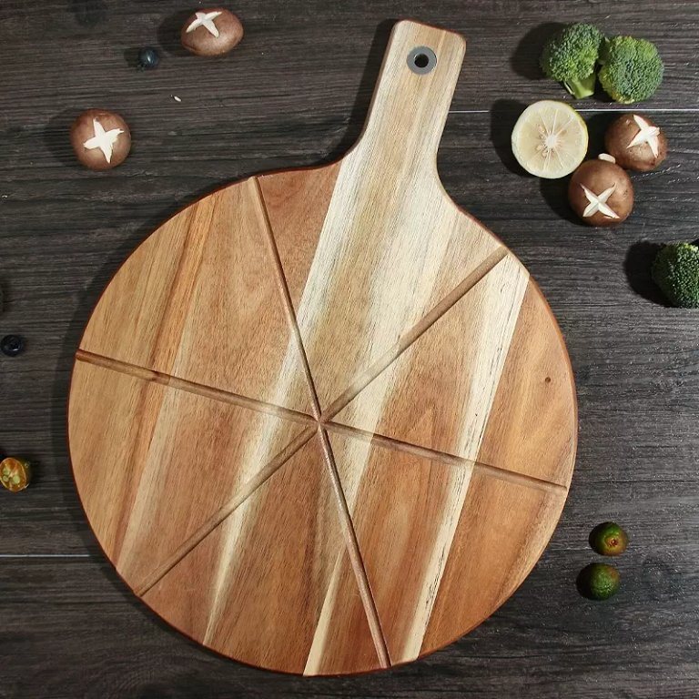 High Quality Wooden Cutting Board Custom Round Acacia Wood Pizza Board