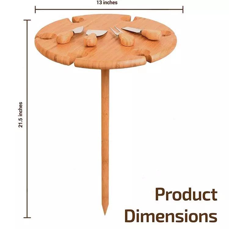 Hot Sale Nature Bamboo Wine Holder Picnic Table Bamboo Wine Picnic Table for Beach