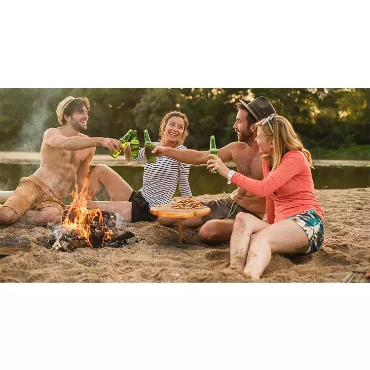 Hot Sale Nature Bamboo Wine Holder Picnic Table Bamboo Wine Picnic Table for Beach