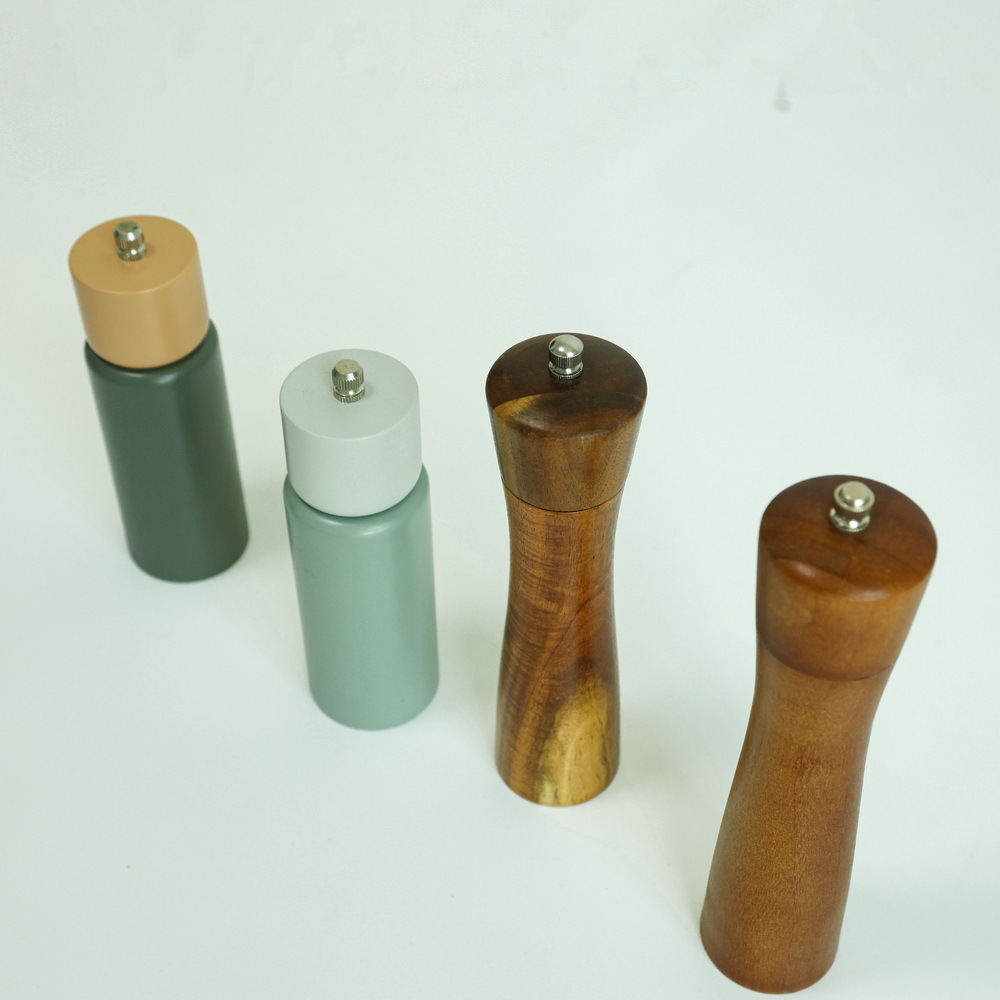 Durable and Colorful Bamboo Wooden Salt and Pepper Grinder Set Wooden Pepper Grinder