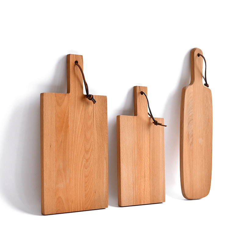Japanese Style Beech Cutting Board Tray with Handle Solid Wood Vegetable Cutting Bread Board