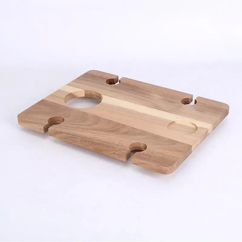 Factory Customization Portable Foldable Acacia Picnic Wine Table Rectangle Platter