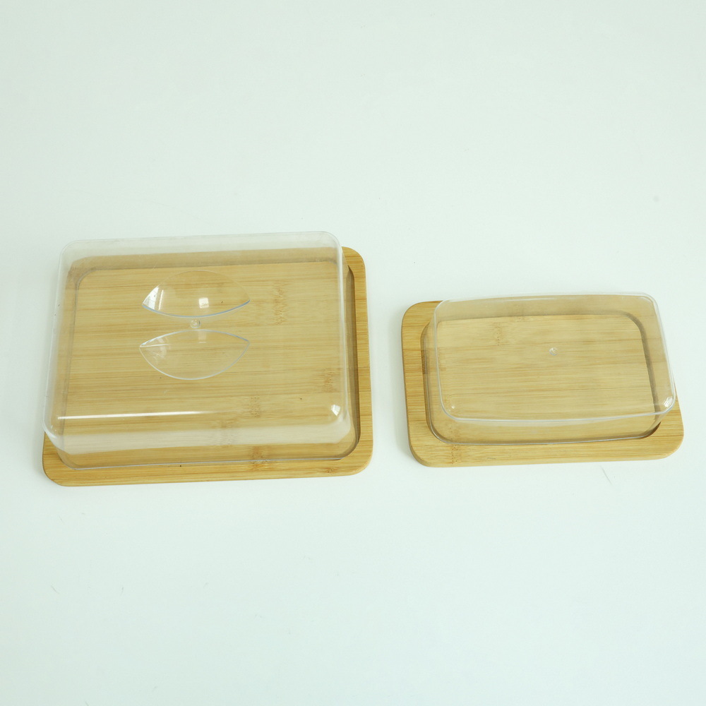 Square Shape Wooden Cake Stand with Dome Cake Stand with Lid for Wedding