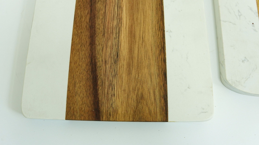Rectangle Shape Acacia Wood and White Marble Cutting Board for Cheese Bread