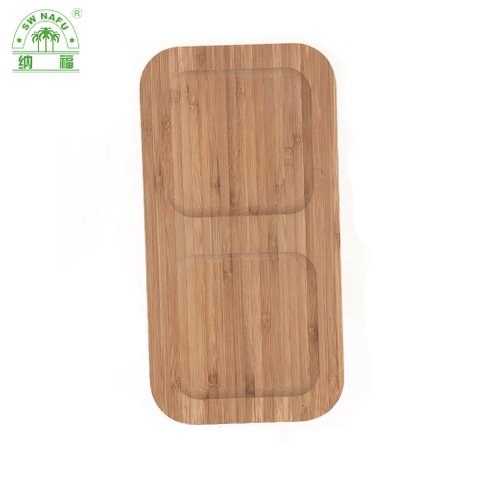 Rectangle Bamboo Wood Divided Serving Dish / Sauce Dish / Appetizer Platters