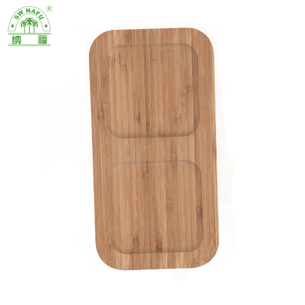 Rectangle Bamboo Wood Divided Serving Dish / Sauce Dish / Appetizer Platters