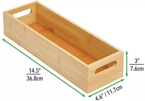 Rectangle Shape Bamboo Cosmetic Storage Box Organizer Kitchen Storage Box