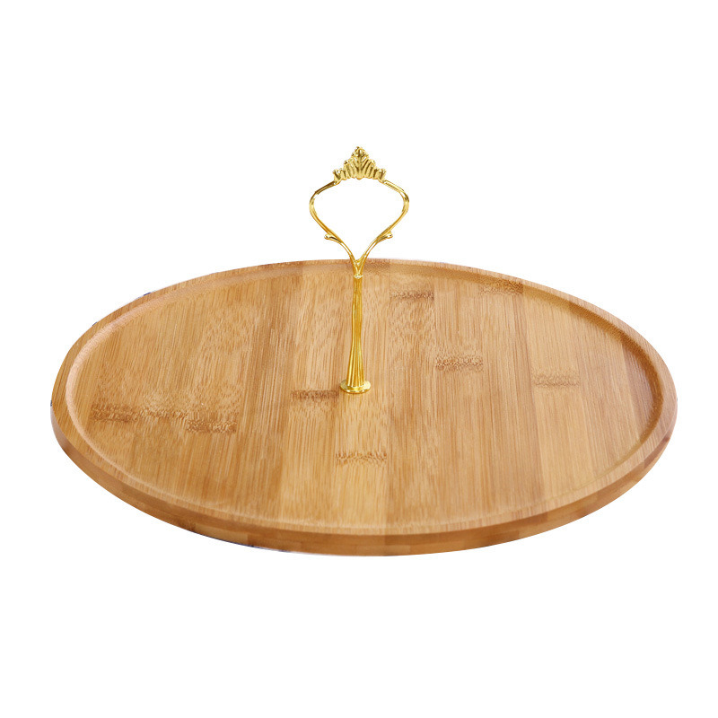 Three Layer Bamboo and Wood Dried Fruit Tray Compartment Snack Cake Tray Cake Stand for Wedding