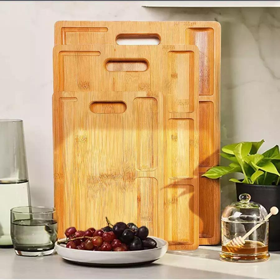 Amazon Hot Selling Custom Rectangle Bamboo Chopping Board Sets
