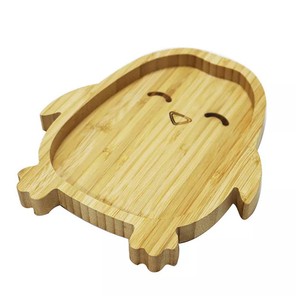 Penguin Shape Natural Bamboo Serving Tray Kids Serving Plate Dish