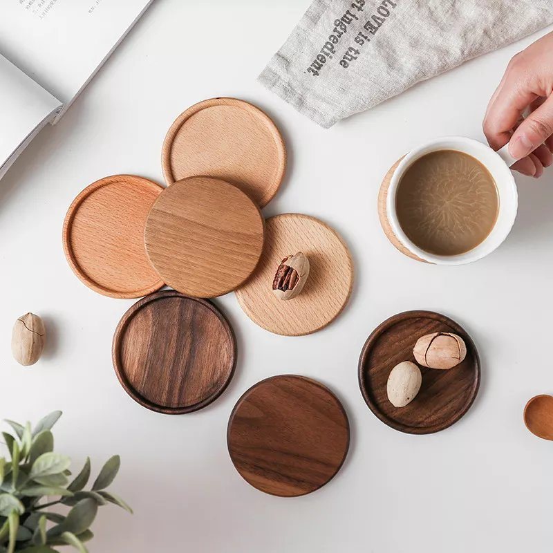 Home Durable Heat Resistant Square and Round Wood Coasters Drink Mat Coffee Cup Pad