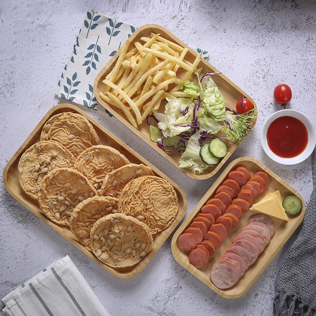 Custom Cheap Lively Restaurant Goods Bamboo Plates Set for Wholesale