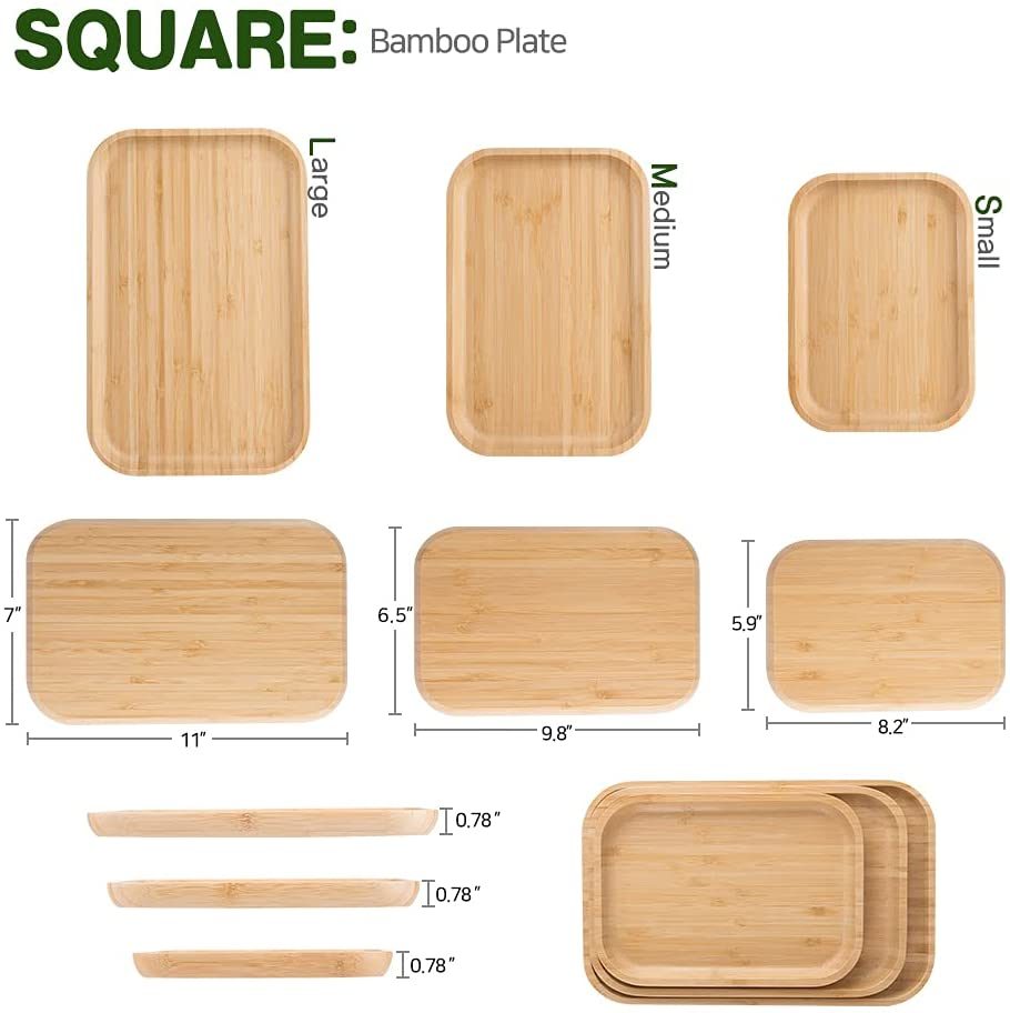 Custom Cheap Lively Restaurant Goods Bamboo Plates Set for Wholesale