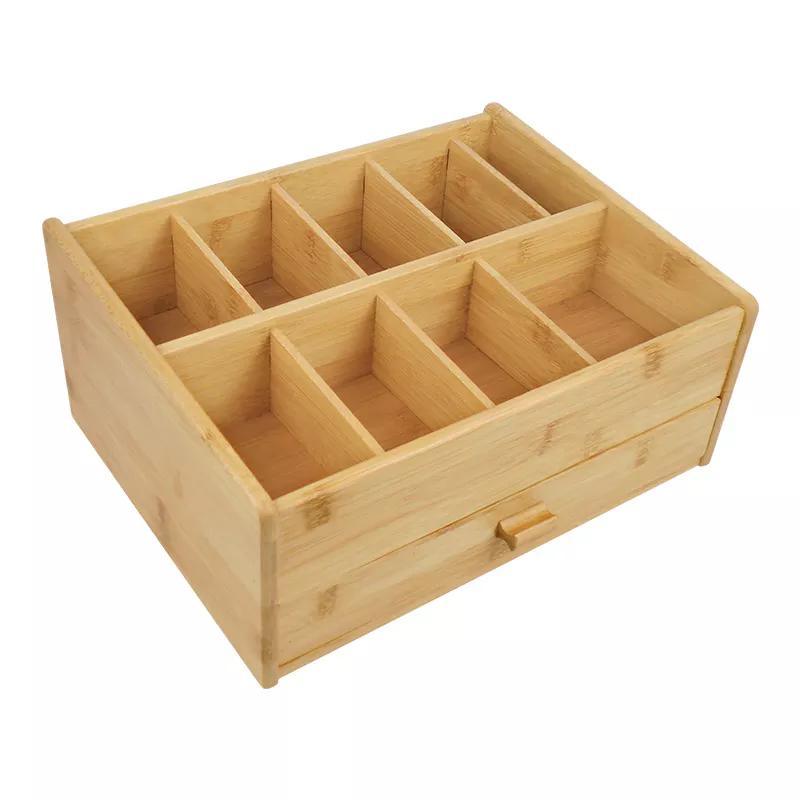 Home Office Durable Bamboo Desk Drawer Organizer Bamboo Desktop Organizer