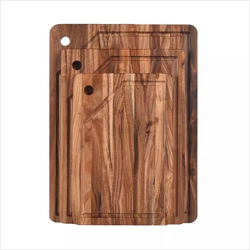 Acacia Wood Cutting Board Set Wooden Chopping Board Set of 3 with Juice Groove and Hanging Hole