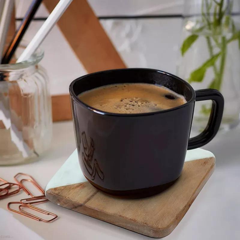 Set of 4 Handcrafted White Marble & Acacia Wood Coaster Set