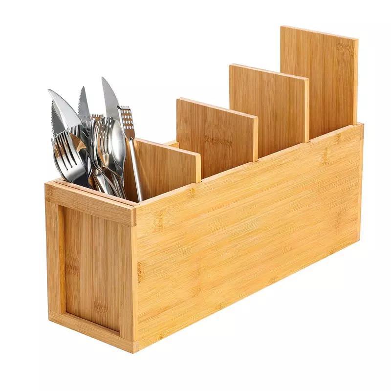 Kitchen Dining Table Spoon Storage Tray Bamboo Cutlery Tray Drawer Organizer