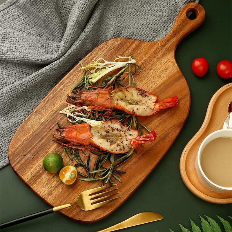 Acacia Wood Serving Board Cutting Board Set of 3 with Handle and Hanging Hole