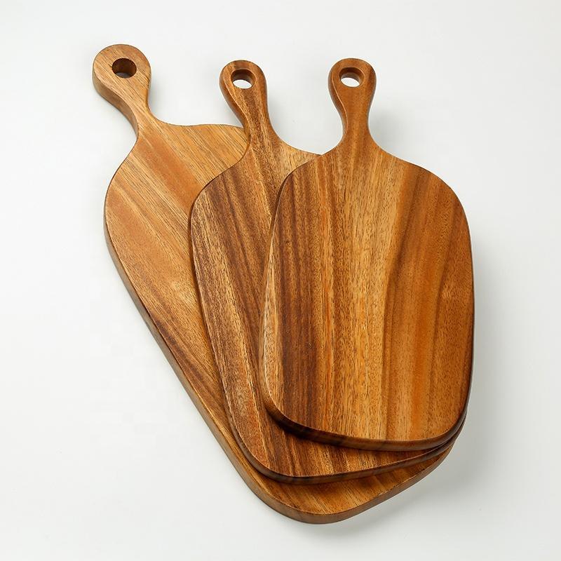 Acacia Wood Serving Board Cutting Board Set of 3 with Handle and Hanging Hole
