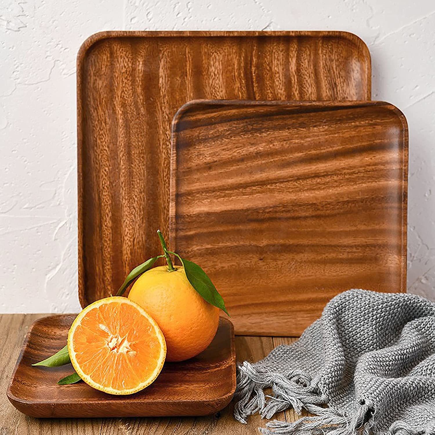 Acacia Wood Rectangular and Round Dinner Plate From Fujian Factory